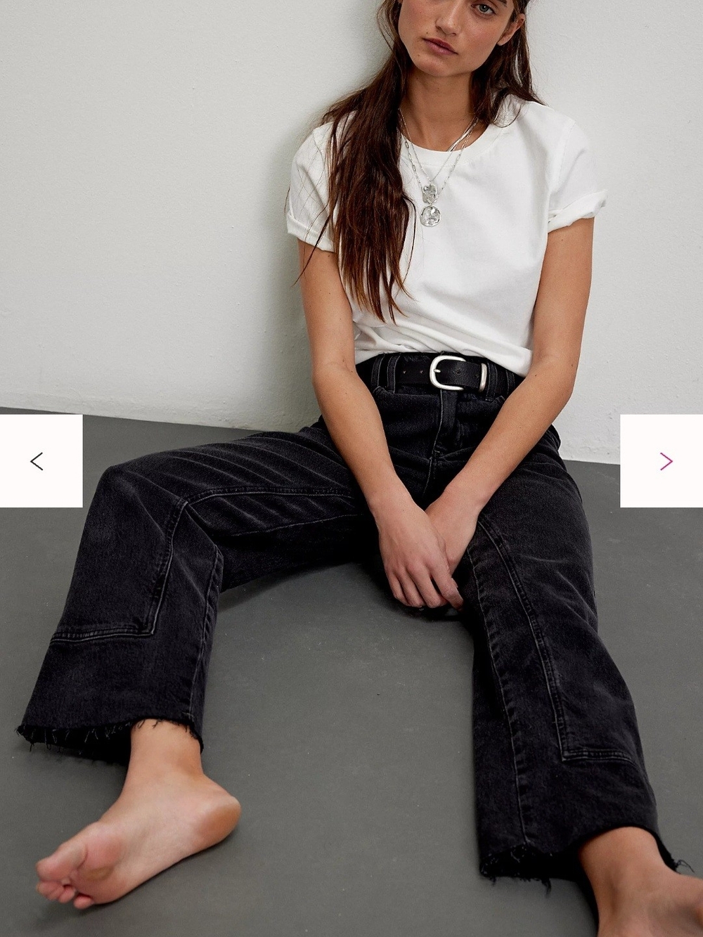 Free People Washed Black Mid-Rise Straight Jeans/ We The Free Risk Taker Jeans